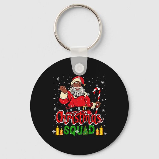 Christmas Squad Santa Afro Man Proud Black African キーホルダー (正面)