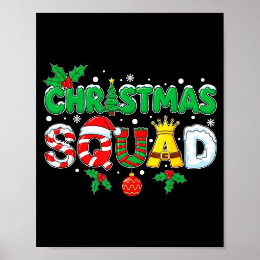 Christmas Squad Santa Dabbing Elf Family Matching  ポスター (正面)
