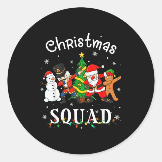 Christmas Squad Santa Dabbing Elf Family Matching ラウンドシール (正面)