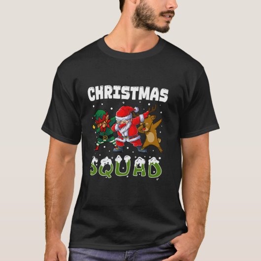 Christmas Squad Santa Dabbing Elf Family Matching  Tシャツ (正面)