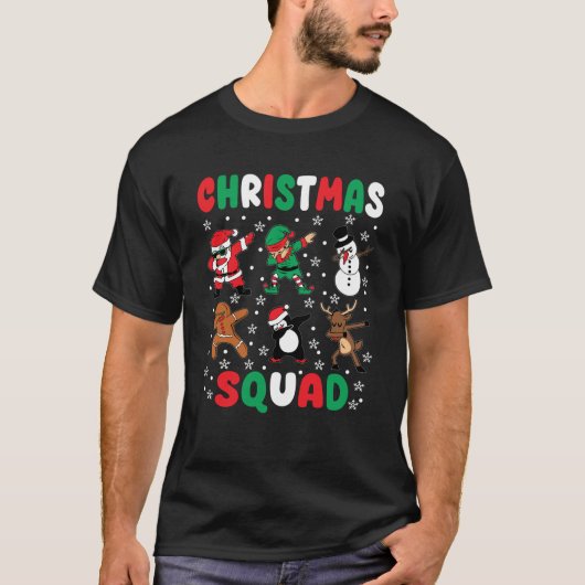 Christmas Squad Santa Dabbing Elf Family Matching  Tシャツ (正面)