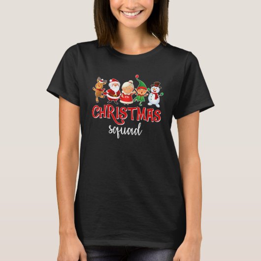 Christmas Squad Santa Reindeer Boys Girls Kids Xma Tシャツ (正面)