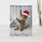 Christmas Squirrel Hanging From an Icicle カード (正面)