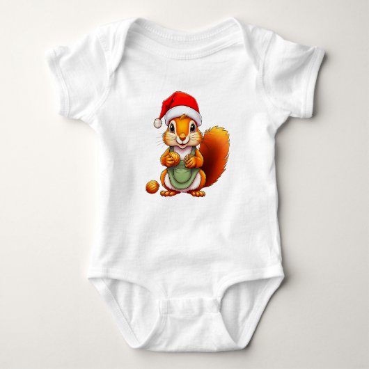 Christmas Squirrel – Holiday Design for Babies ベビーボディスーツ (正面)