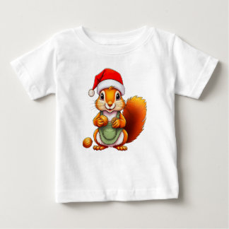 Christmas Squirrel – Holiday Design for Babies ベビーTシャツ