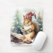 Christmas Squirrel reading マウスパッド (マウス)
