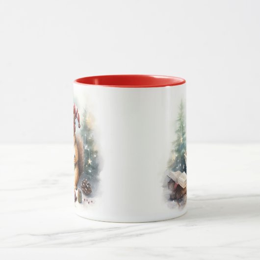 Christmas Squirrel reading マグカップ (中央)