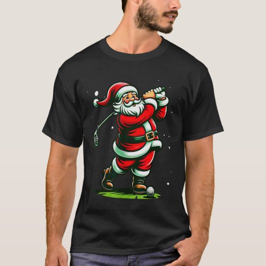 Christmas Srts, Santa Plays Golf Xmas Women Men &a Tシャツ (正面)
