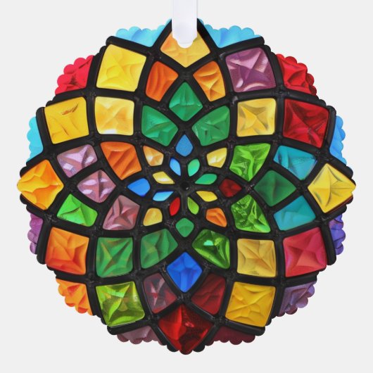 Christmas Stained Glass Pattern オーナメントカード (正面)