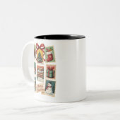 Christmas Stamp Holiday Postage Stamps Retro Santa ツートーンマグカップ (正面左)