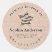 Christmas Star Cookie Kraft Paper Rustic Simple ラウンドシール (正面)