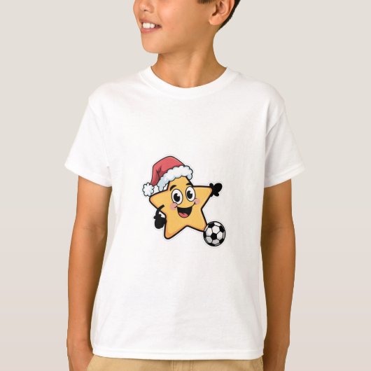 Christmas star playing soccer tシャツ (正面)