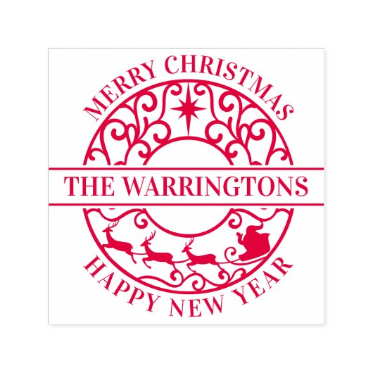 Christmas Star, Sleigh Lacy Filigree Family Name セルフインキングスタンプ (デザイン)