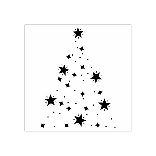 Christmas Star Tree Stamp Stamp ラバースタンプ (インプリント)