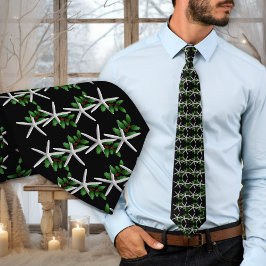 Christmas Starfish Black pattern tie ネクタイ