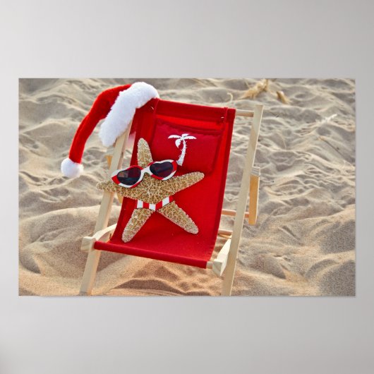 Christmas starfish on the beach ポスター (正面)
