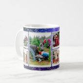 Christmas Starry Night Doodles 6 Photo Family Gift コーヒーマグカップ (正面左)