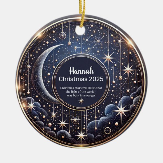 Christmas Stars Personalized  Ornament  セラミックオーナメント (正面)