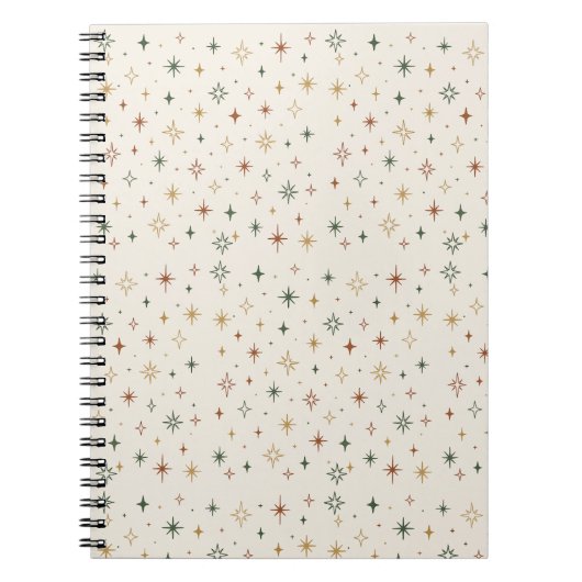 Christmas Stars & Sparkles Pattern ノートブック (正面)