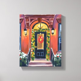 Christmas Steps | Winter Holiday Watercolor キャンバスプリント