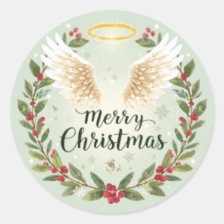 Christmas Sticker Art Print Merry Christmas ラウンドシール