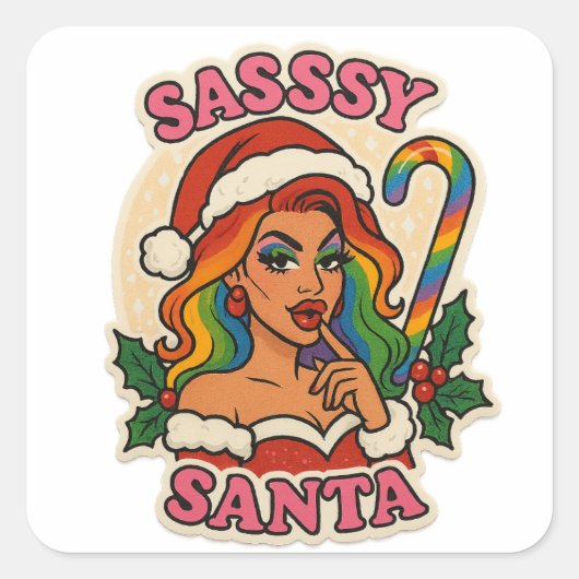 Christmas Sticker – Drag Queen Holiday Pride スクエアシール (正面)