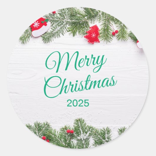 Christmas Sticker – Festive Holiday Decal ラウンドシール (正面)
