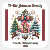 Christmas Sticker on a Wrapped Gift スクエアシール (正面)