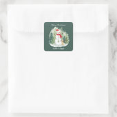 Christmas Sticker - Personalized Santa & Reindeer スクエアシール (バッグ)