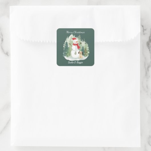 Christmas Sticker - Personalized Santa & Reindeer スクエアシール (バッグ)