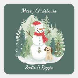 Christmas Sticker - Personalized Santa & Reindeer スクエアシール