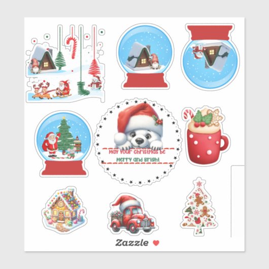 Christmas Stickers Snowglobe シール (シート)