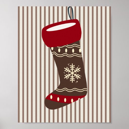 Christmas Stocking Brown And Red ポスター (正面)
