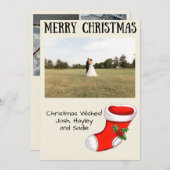 Christmas Stocking Christmas Photo Card シーズンカード (正面/裏面)