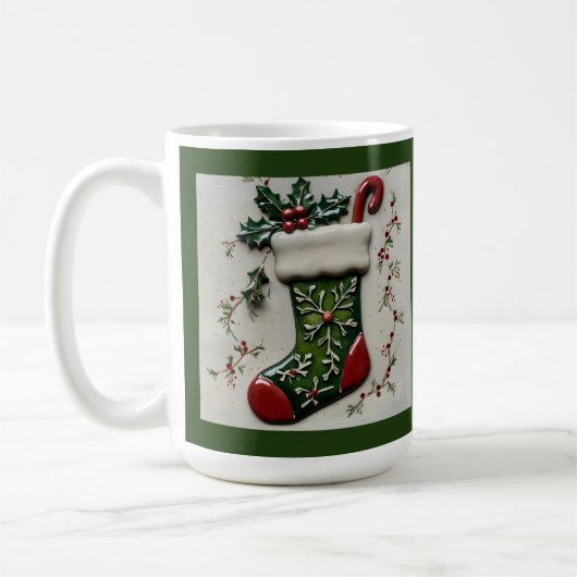 Christmas Stocking Customizable コーヒーマグカップ (左)