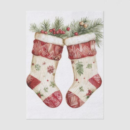 Christmas Stocking Design Tissue Paper  薄葉紙 (正面)