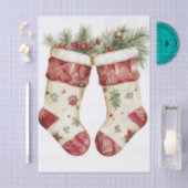 Christmas Stocking Design Tissue Paper  薄葉紙 (クラフト)