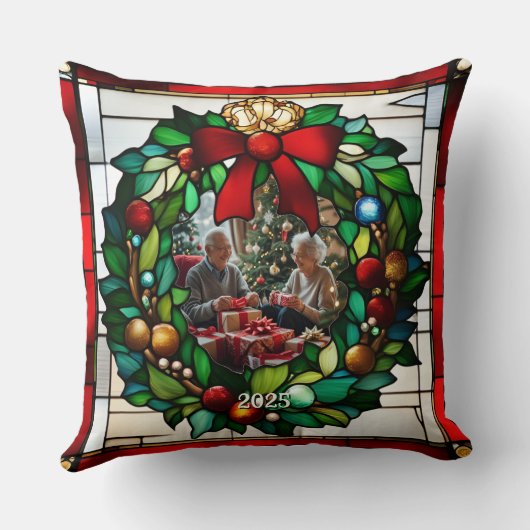 Christmas Stocking Faux Stained Glass クッション (裏面)
