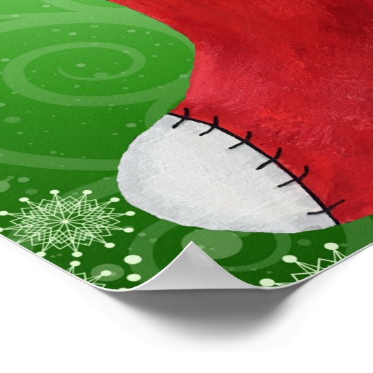 Christmas Stocking Gnome Candy Canes Snowflakes ポスター (角)