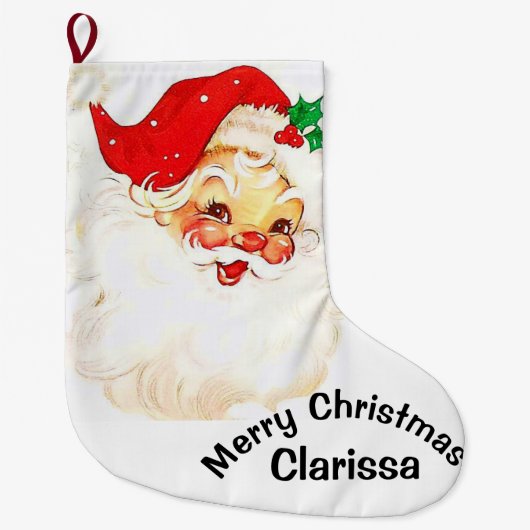 Christmas Stocking,   Vintage Santa  ラージクリスマスストッキング (正面)
