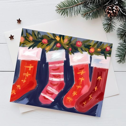 Christmas Stockings | Garland Merry Christmas  シーズンカード