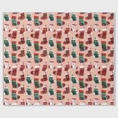 Christmas Stockings Pink ラッピングペーパー (フラット)