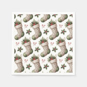 Christmas Stockings Winter Berries スタンダードカクテルナプキン (正面)