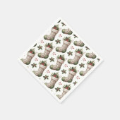 Christmas Stockings Winter Berries スタンダードカクテルナプキン (角)