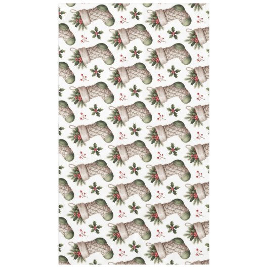 Christmas Stockings Winter Berries テーブルクロス (正面)