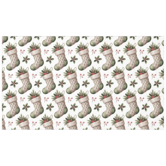 Christmas Stockings Winter Berries テーブルクロス (正面(横))