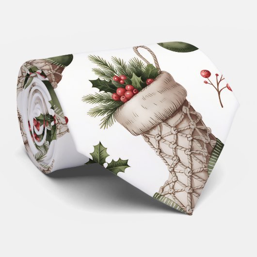 Christmas Stockings Winter Berries ネクタイ (ロール)
