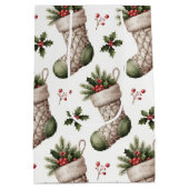 Christmas Stockings Winter Berries ミディアムペーパーバッグ (裏面)