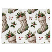 Christmas Stockings Winter Berries ラージペーパーバッグ (裏面)