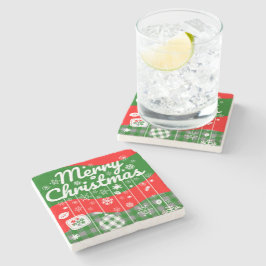 Christmas Stone Coaster – White Ornaments ストーンコースター